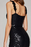 Load image into Gallery viewer, Sparkly Black Sequin Short Bodycon Prom Dress