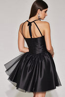 Load image into Gallery viewer, Black Halter A Line Short Prom Dress