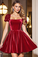 Load image into Gallery viewer, Black A Line Short Prom Dress with Sleeves