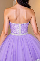 Load image into Gallery viewer, Sparkly Purple Sequin A Line Corset Short Prom Dress