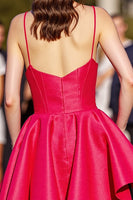 Load image into Gallery viewer, Red A Line Satin Ruched Short Prom Dress