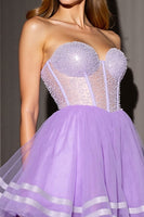 Load image into Gallery viewer, Sparkly Lilac Tulle Corset Sweetheart Short Prom Dress