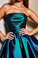 Load image into Gallery viewer, Metallic Dark Blue Strapless Corset Short Prom Dress
