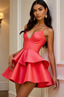 Load image into Gallery viewer, Orange A Line Tiered Corset Short Prom Dress