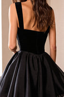 Load image into Gallery viewer, Sparkly Black Satin A Line Short Prom Dress