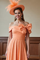 Load image into Gallery viewer, Sunset Satin A Line Midi Mother of the Bride Dress with Bow