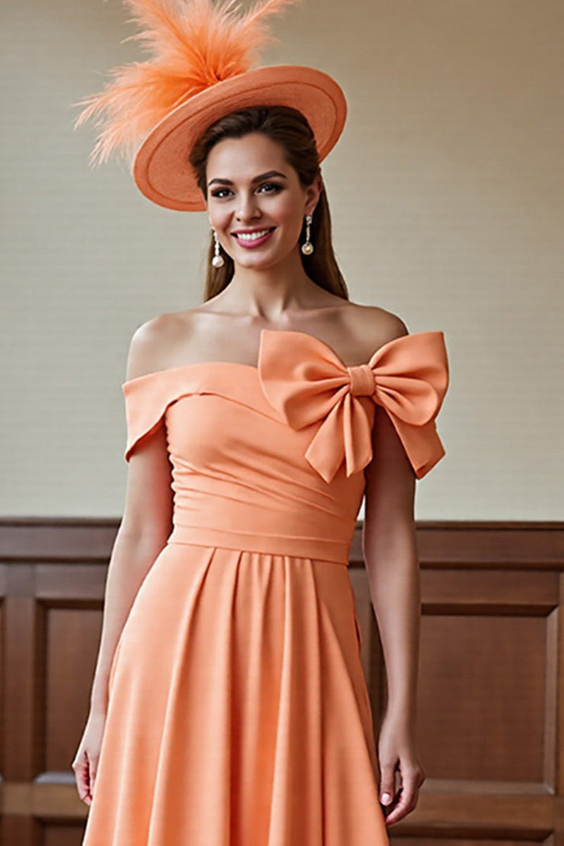 Load image into Gallery viewer, Sunset Satin A Line Midi Mother of the Bride Dress with Bow