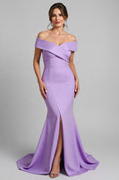 Load image into Gallery viewer, Lilac Satin Mermaid Maxi Mother of the Bride Dress with Slit