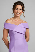 Load image into Gallery viewer, Lilac Satin Mermaid Maxi Mother of the Bride Dress with Slit