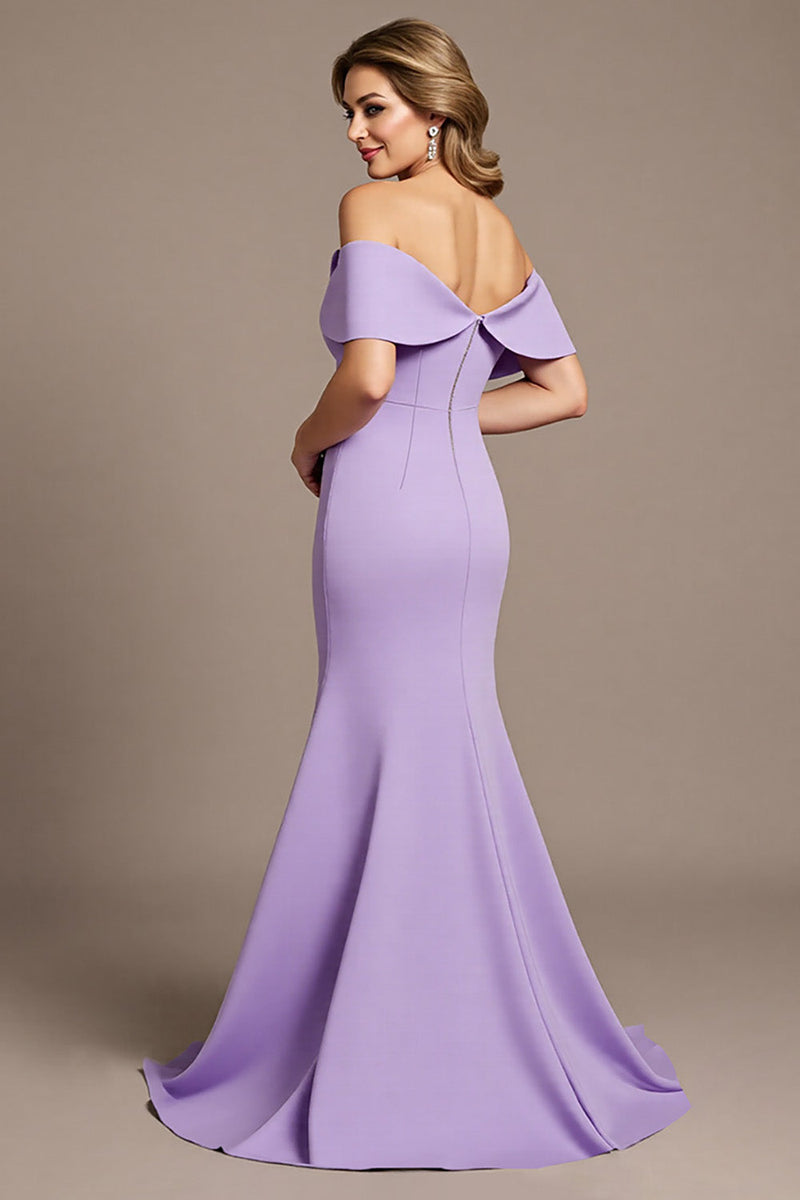 Load image into Gallery viewer, Lilac Satin Mermaid Maxi Mother of the Bride Dress