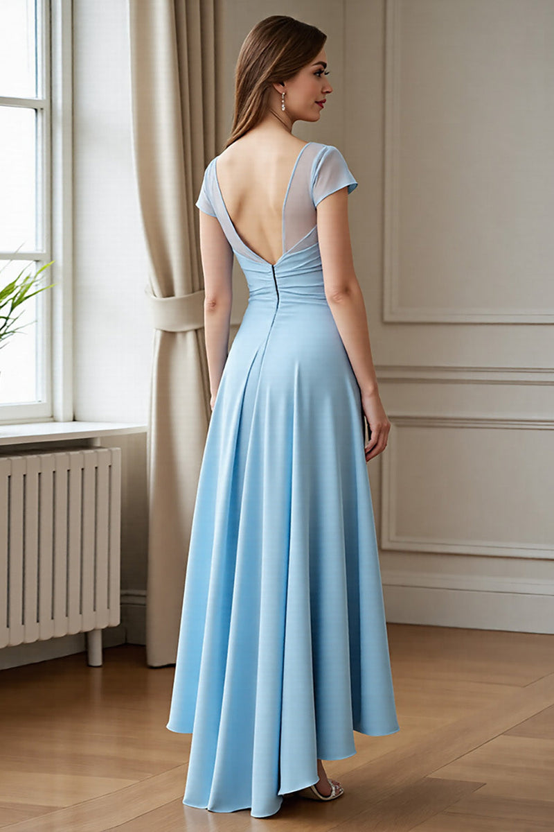 Load image into Gallery viewer, Sky Blue A Line Chiffon Maxi Mother of the Bride Dress with Lace