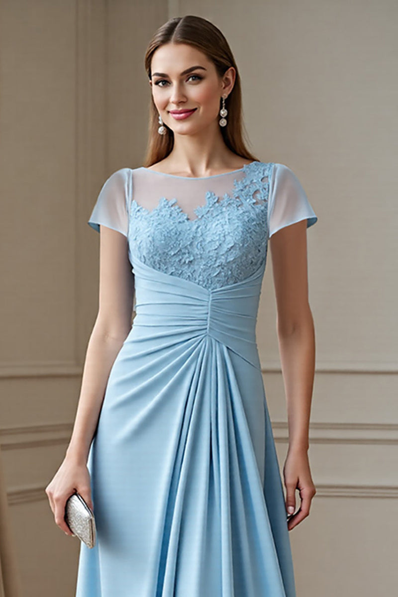 Load image into Gallery viewer, Sky Blue A Line Chiffon Maxi Mother of the Bride Dress with Lace