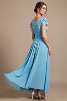 Load image into Gallery viewer, Sky Blue Chiffon Floral Maxi Mother of the Bride Dress with Appliques