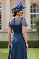 Load image into Gallery viewer, Navy Chiffon A Line Maxi Mother of the Bride Dress