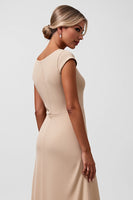 Load image into Gallery viewer, Champagne A Line Long Mother of the Bride Dress with Ruffles
