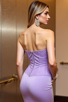 Load image into Gallery viewer, Lilac Satin Bodycon Corset Sweetheart Short Prom Dress