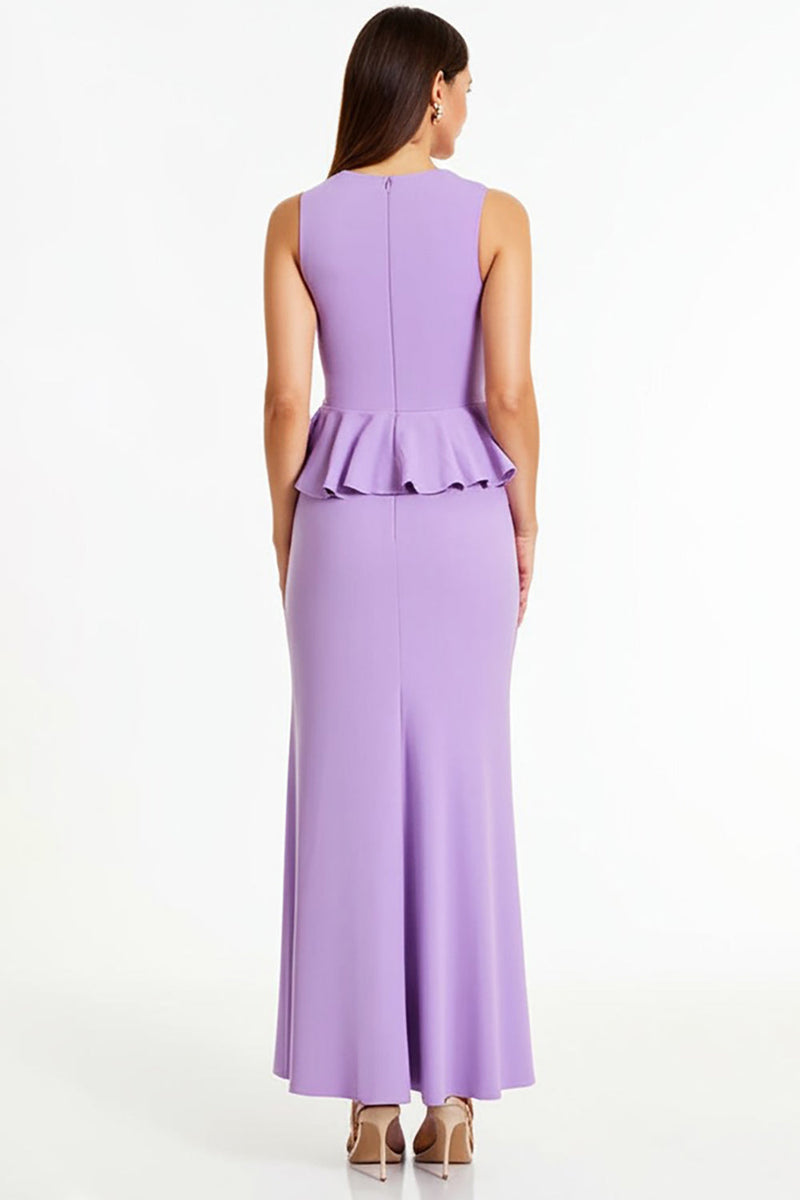 Load image into Gallery viewer, Lilac Sheath Long Formal Dress with Ruffles