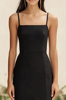 Load image into Gallery viewer, Black Satin Long Mermaid Formal Dress with Ruffles