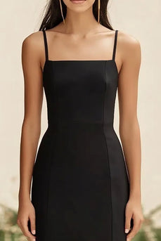 Black Satin Long Mermaid Formal Dress with Ruffles