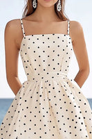 Load image into Gallery viewer, Ivory Polka Dots Spaghetti Straps Short A Line Boho Dress