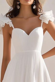 White Chiffon A Line Short Graduation Dress with Ruffles