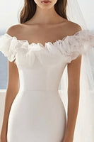Load image into Gallery viewer, White Satin Bodycon Short Graduation Dress with Ruffles