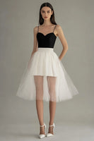 Load image into Gallery viewer, Black and White A Line Spaghetti Straps Tulle Graduation Dress