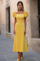Load image into Gallery viewer, Navy A Line Satin Square Neck Maxi Formal Dress