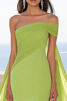 Load image into Gallery viewer, Lemon Green Chiffon Mermaid Maxi Formal Dress with Slit