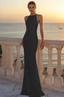 Load image into Gallery viewer, White Satin Round Neck Ruched Mermaid Boho Wedding Dress