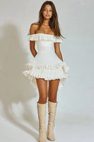 Load image into Gallery viewer, Ivory Short A Line Graduation Dress with Ruffles