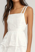 Load image into Gallery viewer, Ivory Chiffon Spaghetti Straps Midi A Line Graduation Dress