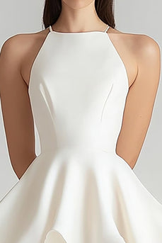 Ivory Chiffon Short A Line Graduation Dress with Ruffles