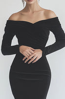 Load image into Gallery viewer, Black Mermaid Chiffon Long Sleeves Formal Dress