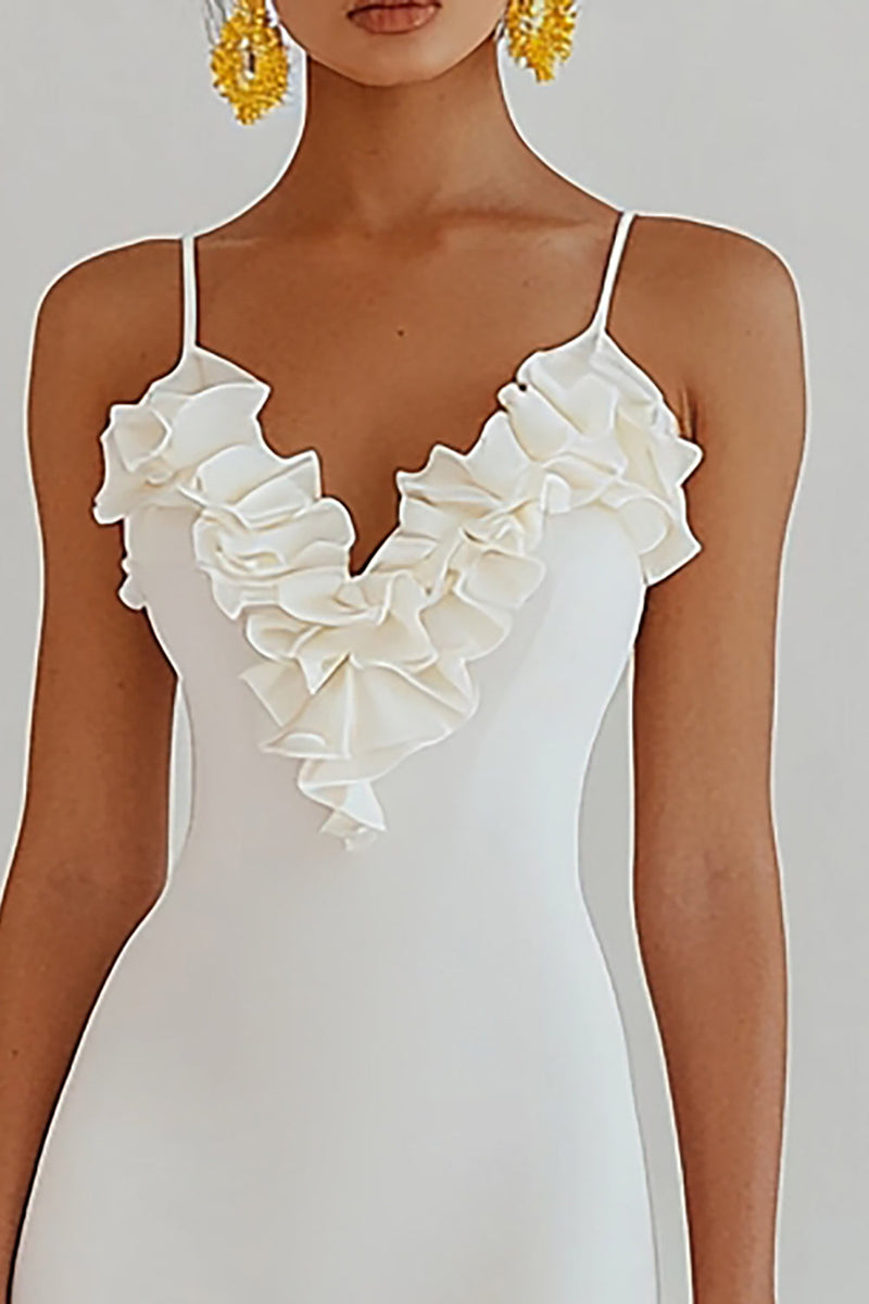 Load image into Gallery viewer, White Short Bodycon Graduation Dress with Ruffles