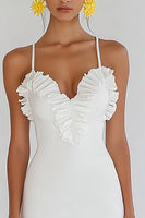 Load image into Gallery viewer, White Mini Bodycon Graduation Dress with Ruffles
