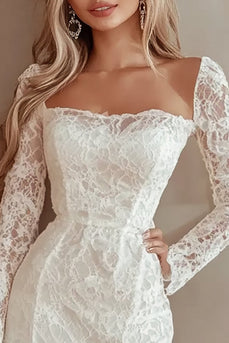 Ivory Lace Short Bodycon Graduation Dress with Ruffles