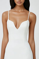 Load image into Gallery viewer, White Bodycon Spaghetti Straps Satin Short Graduation Dress