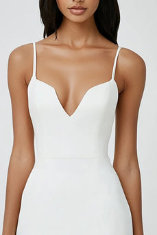 White Bodycon Spaghetti Straps Satin Short Graduation Dress
