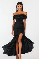 Load image into Gallery viewer, Black Mermaid Off the Shoulder Maxi Formal Dress