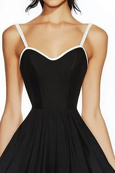 Black A Line Sweetheart Satin Short Graduation Dress