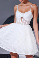 Load image into Gallery viewer, White Floral A Line Corset Short Homecoming Dress with Keyhole