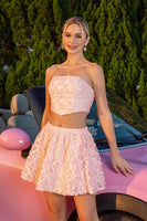 Load image into Gallery viewer, Blush 2 Piece A Line Floral Short Prom Dress