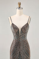 Load image into Gallery viewer, Sparkly Black Backless Tight Short Prom Dress with Beading