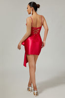 Load image into Gallery viewer, Sparkly Red Beaded Tight Corset Short Prom Dress with Bow