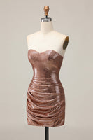 Load image into Gallery viewer, Sparkly Coffee Sweetheart Sequin Tight Short Prom Dress