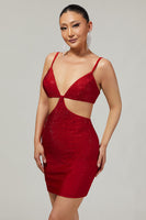 Load image into Gallery viewer, Sparkly Red Cut Out Tight Short Prom Dress with Beading
