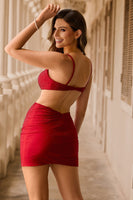 Load image into Gallery viewer, Sparkly Red Cut Out Tight Short Prom Dress with Beading