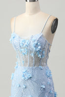 Load image into Gallery viewer, Sparkly Blue Floral Tight Corset Short Prom Dress with Sequins