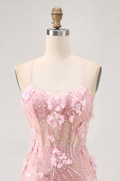 Load image into Gallery viewer, Sparkly Blue Floral Tight Corset Short Prom Dress with Sequins